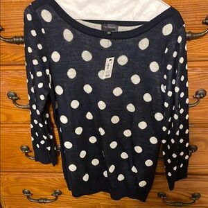 The Limited Women's Navy Polka Dot Sweater